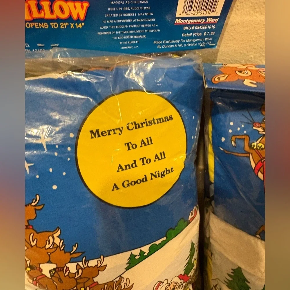 Vintage 1996 Wicklow Co. Rudolph The Red-Nosed Reindeer Story Pillows New Sealed